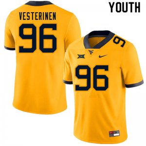 Youth West Virginia Mountaineers NCAA #96 Edward Vesterinen Gold Authentic Nike Stitched College Football Jersey QX15F65AX